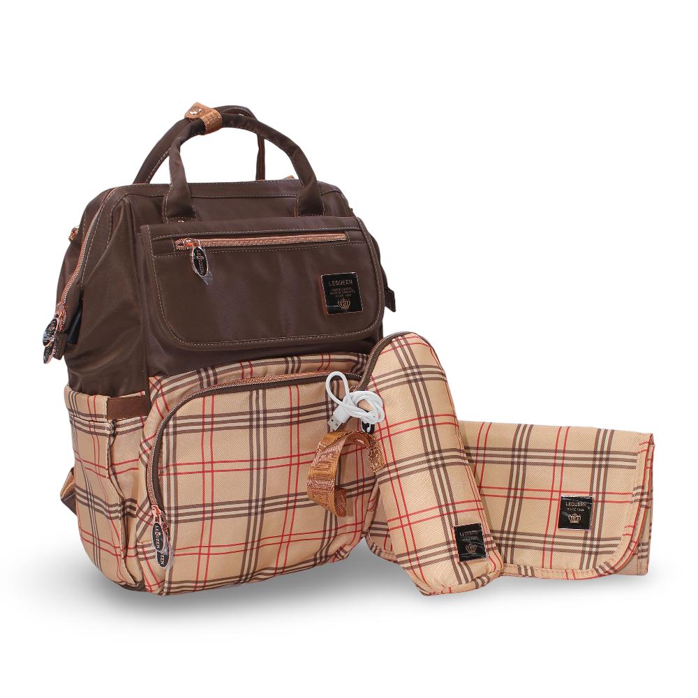 LeQueen New Cover Diaper Bag – Brown & Gold