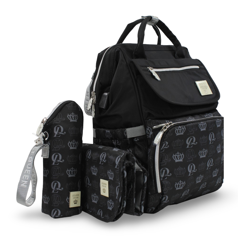 LeQueen Diamond 8th Special Edition Soft Waterproof Diaper Bag – Black