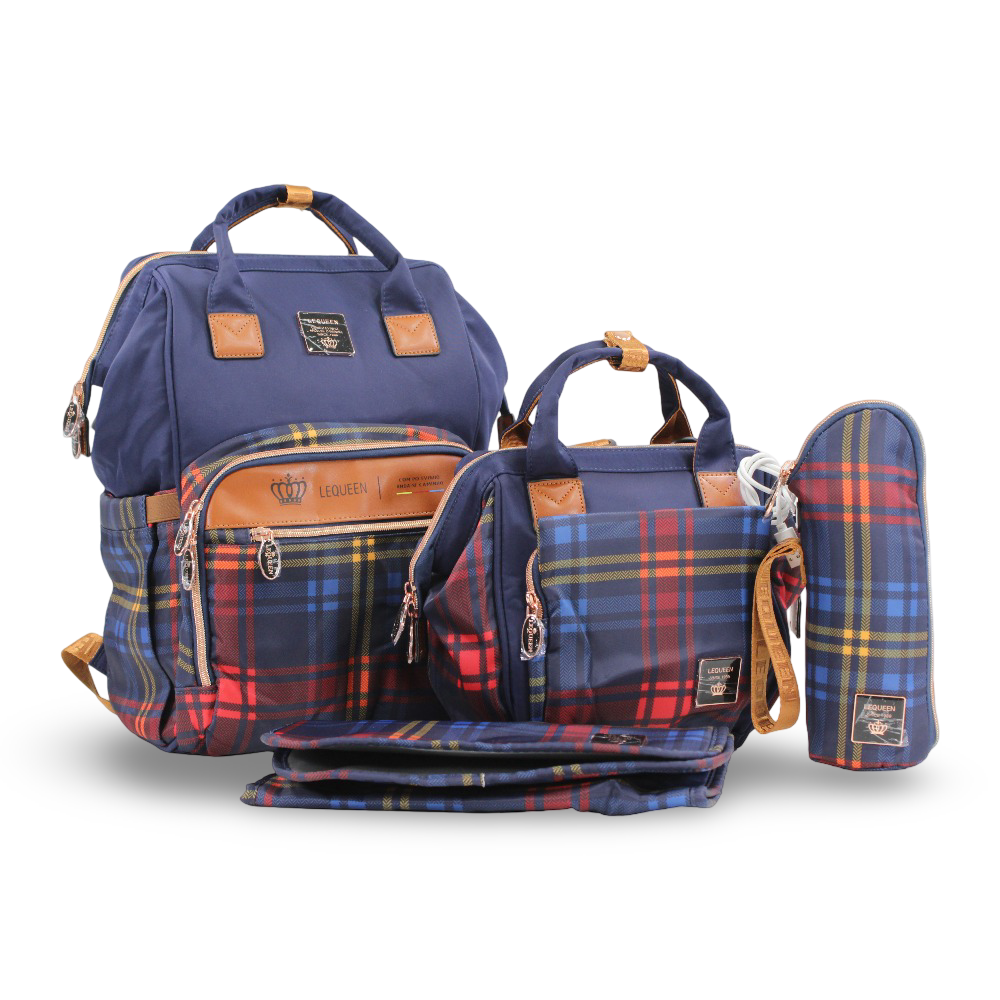 LeQueen Diamond 8th Special Edition Soft Waterproof Diaper Bag Set – Blue & Gold