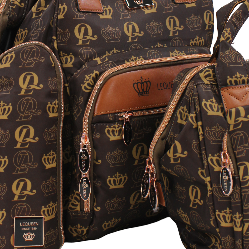 LeQueen Diamond 8th Special Edition Soft Waterproof Diaper Bag Set – Brown & Gold