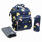 LeQueen Diamond 7th Edition Soft Waterproof Diaper Bag - Blue with Unicorn Print