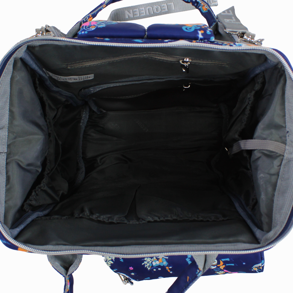 LeQueen Diamond 7th Edition Soft Waterproof Diaper Bag - Navy Blue with Unicorn Print