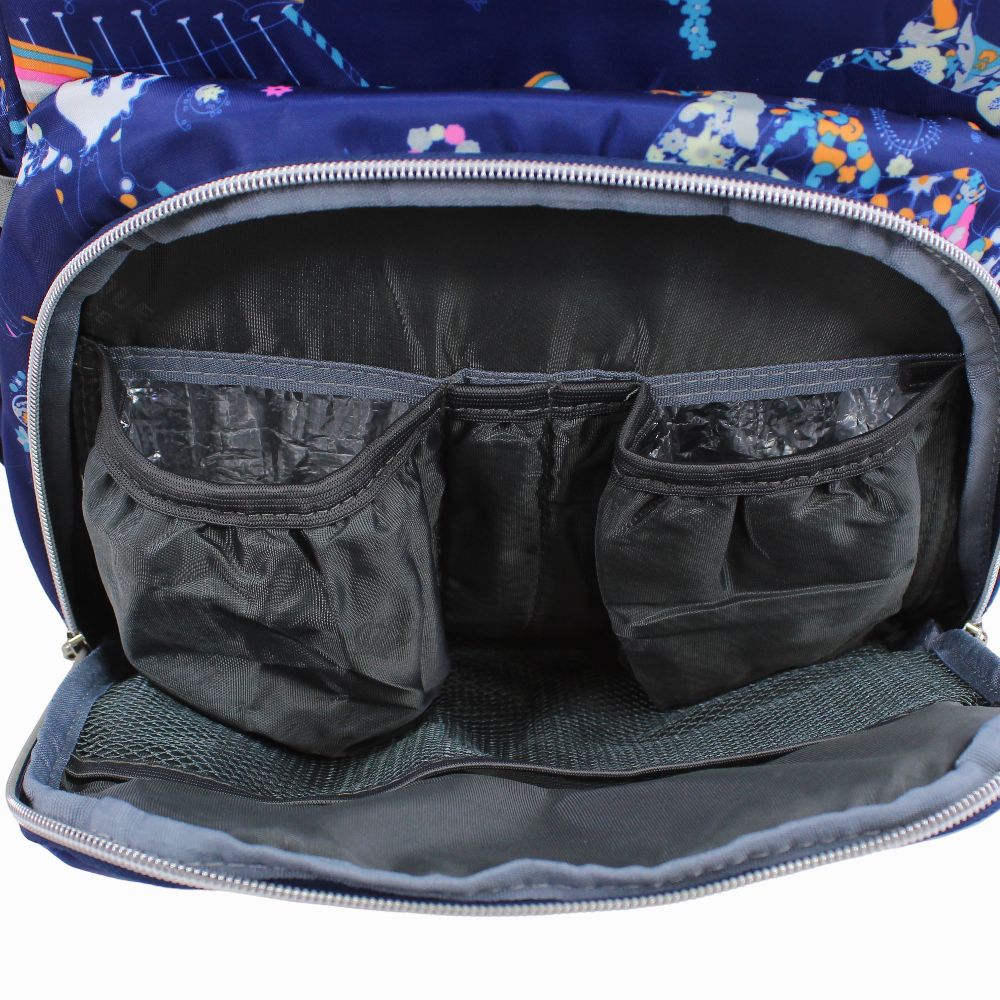 LeQueen Diamond 7th Edition Soft Waterproof Diaper Bag - Navy Blue with Unicorn Print