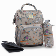LeQueen Diamond 7th Edition Soft Waterproof Diaper Bag - Beige with Unicorn Print
