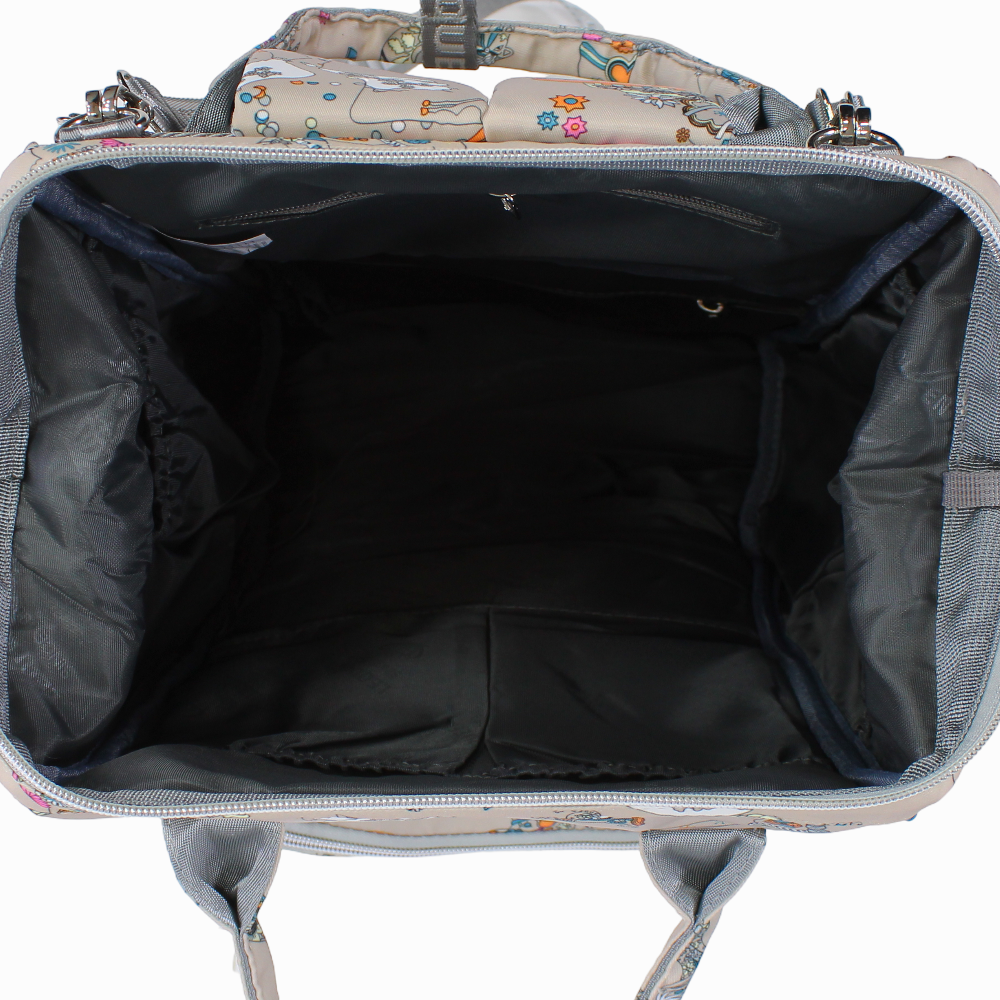 LeQueen Diamond 7th Edition Soft Waterproof Diaper Bag - Beige with Unicorn Print