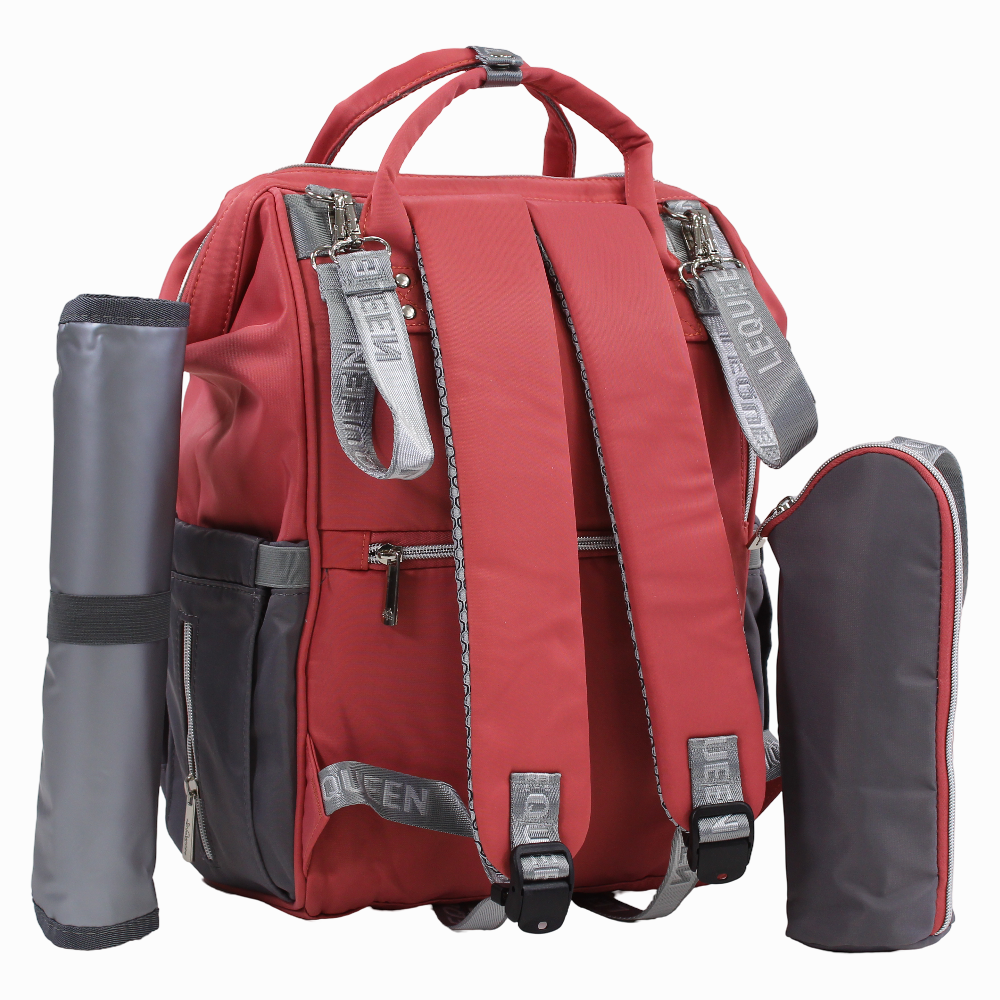 LeQueen Diamond 7th Edition Soft Waterproof Diaper Bag - Red & Grey