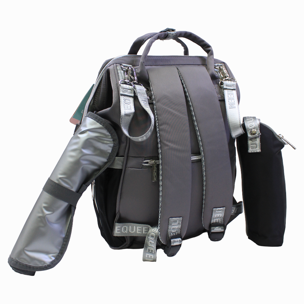 LeQueen Diamond 7th Edition Soft Waterproof Diaper Bag - Black & Grey