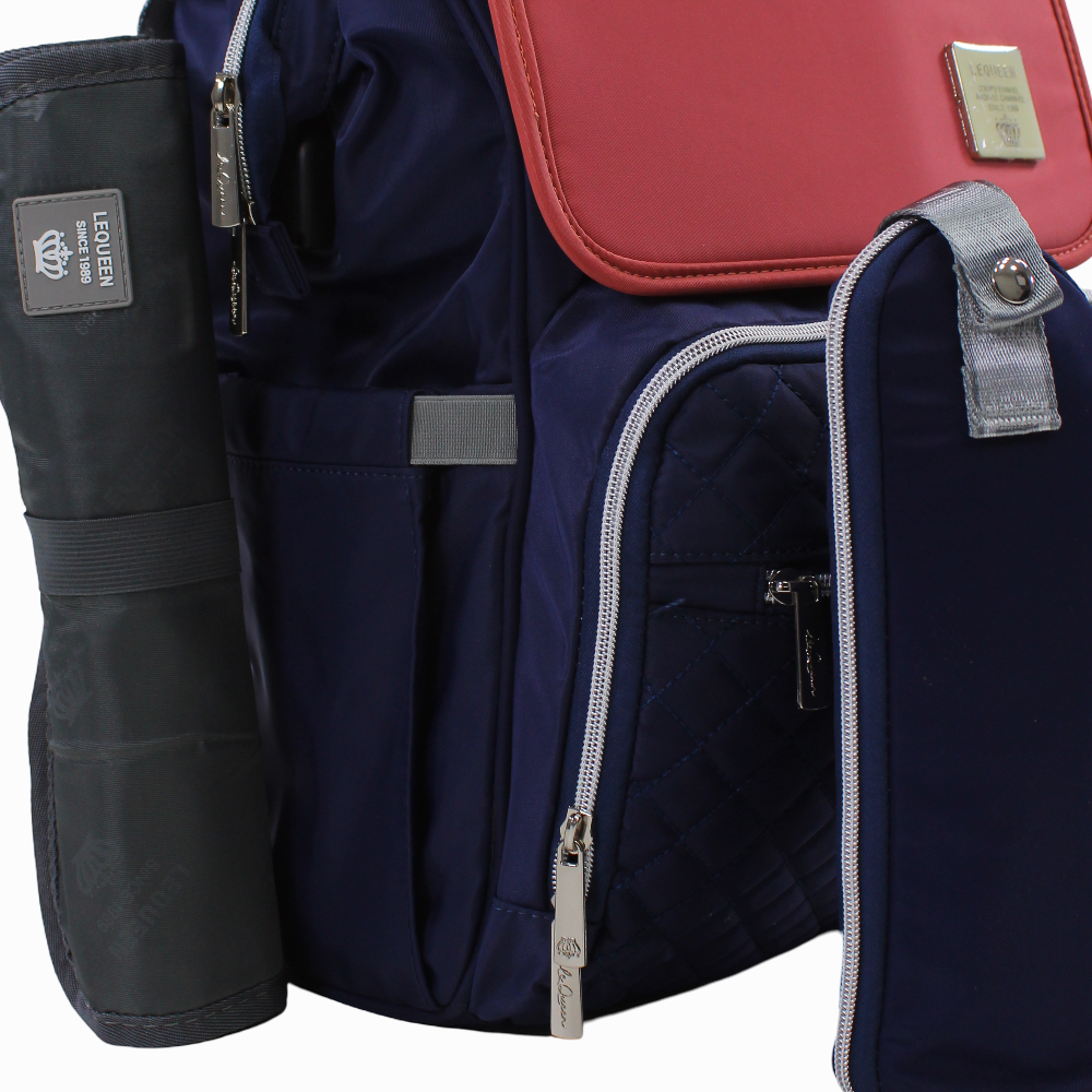 LeQueen Diamond 7th Edition Soft Waterproof Diaper Bag - Red & Navy