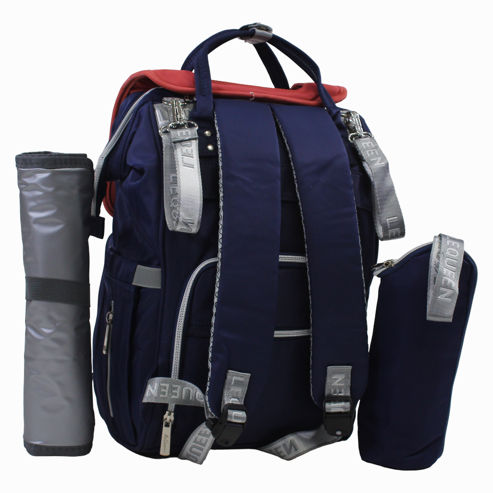 LeQueen Diamond 7th Edition Soft Waterproof Diaper Bag - Red & Navy