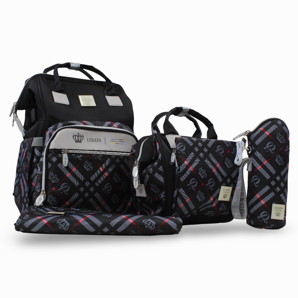 LeQueen Diamond 8th Special Edition Soft Waterproof Diaper Bag Set - Black