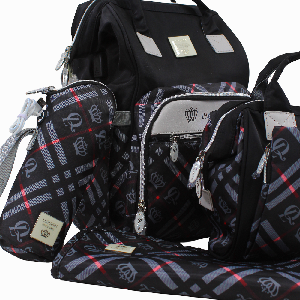 LeQueen Diamond 8th Special Edition Soft Waterproof Diaper Bag Set - Black