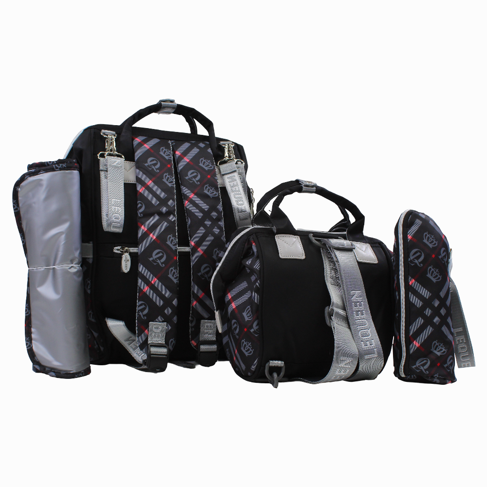 LeQueen Diamond 8th Special Edition Soft Waterproof Diaper Bag Set - Black