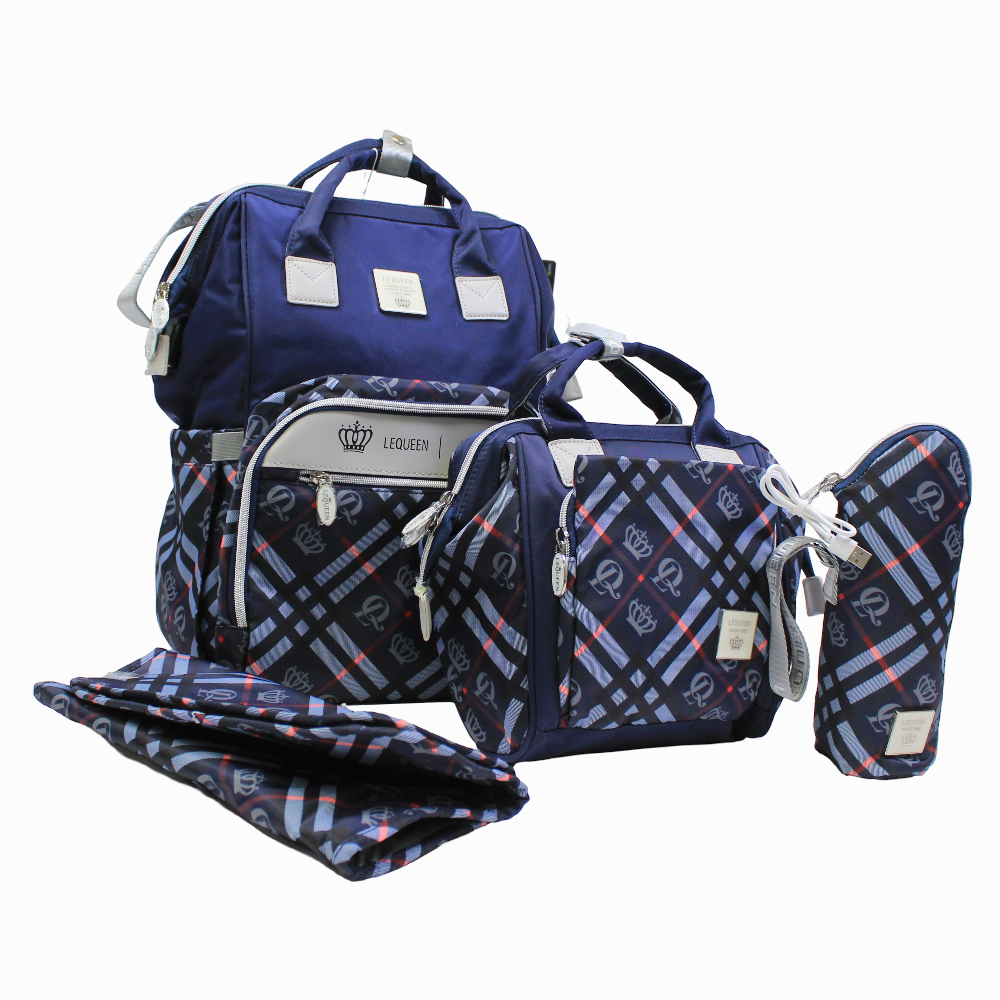 LeQueen Diamond 8th Special Edition Soft Waterproof Diaper Bag - Navy Blue