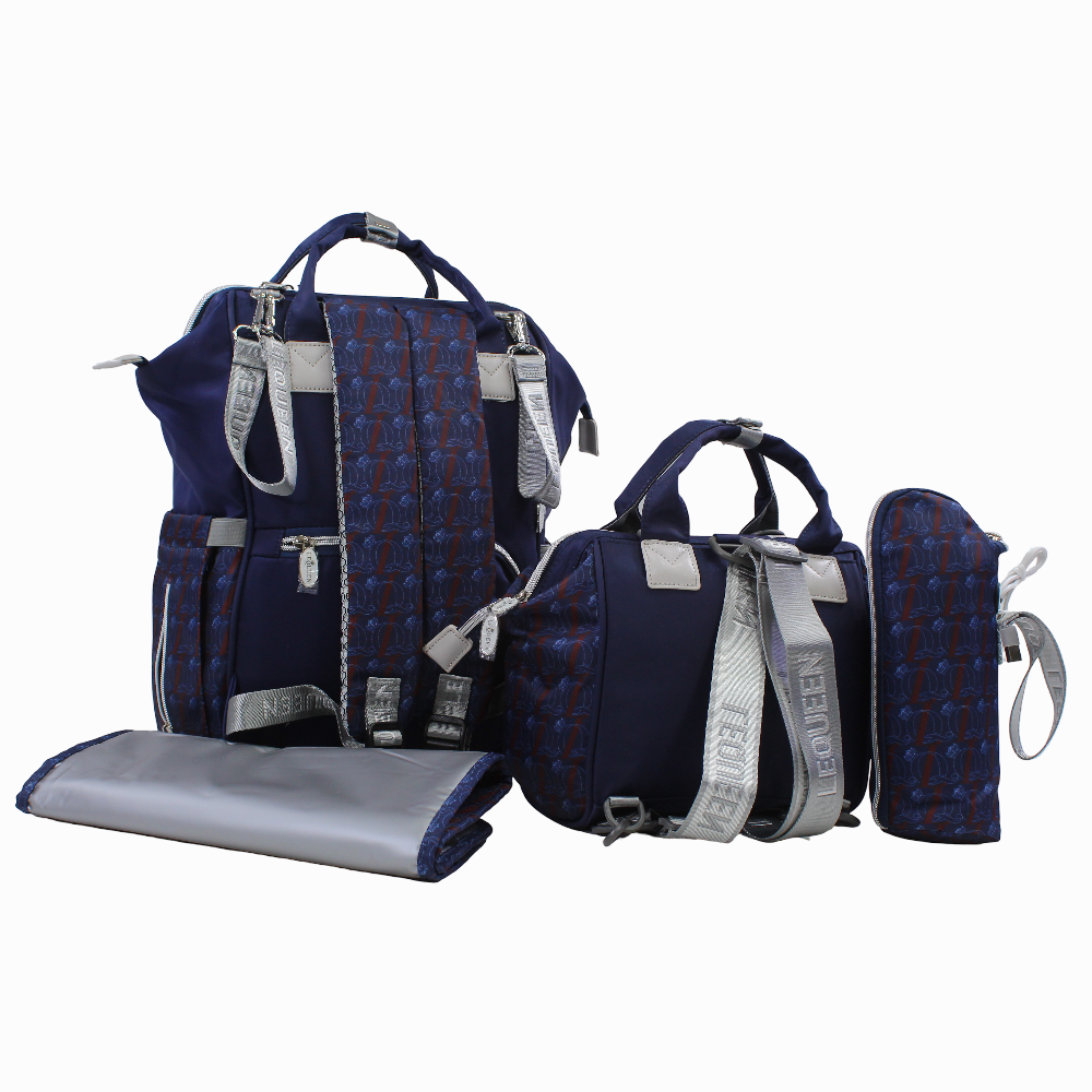 LeQueen Diamond 8th Special Edition Soft Waterproof Diaper Bag Set - Navy Blue