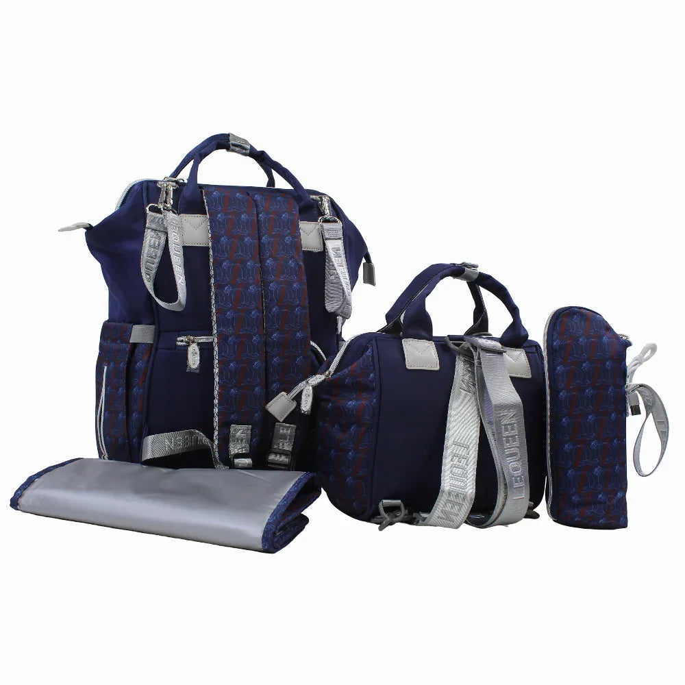 LeQueen Diamond 8th Special Edition Soft Waterproof Diaper Bag Set - Navy Blue
