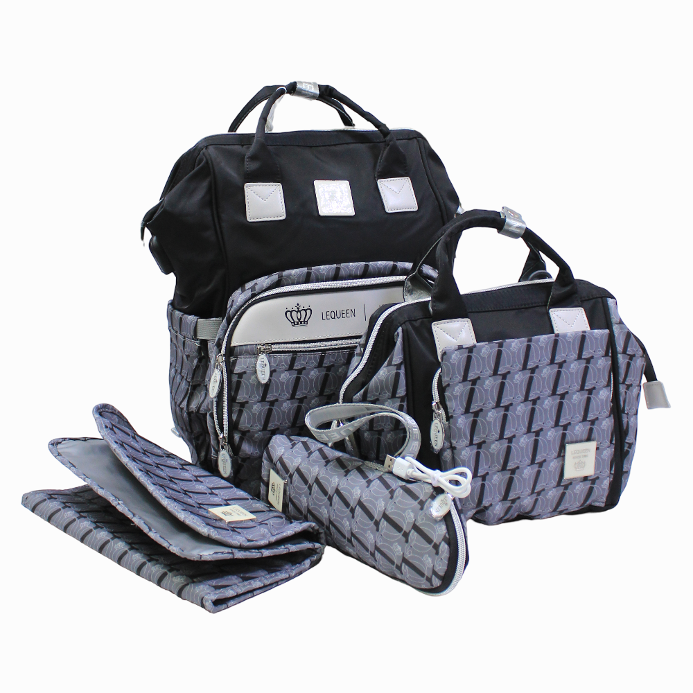 LeQueen Diamond 8th Special Edition Soft Waterproof Diaper Bag - Grey