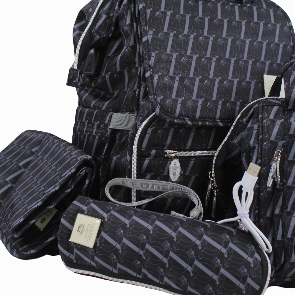 LeQueen Diamond 8th Special Edition Soft Waterproof Diaper Bag Set - Black