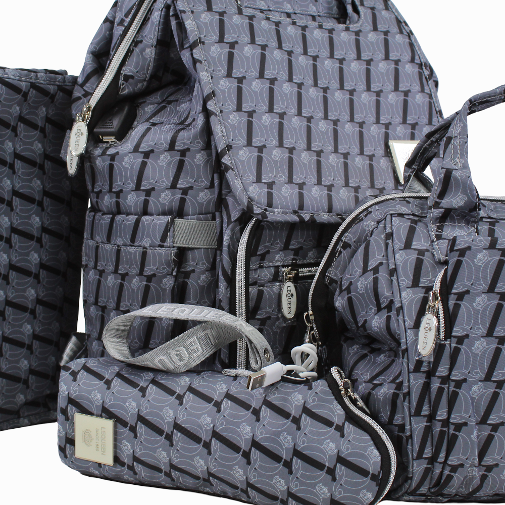 LeQueen Diamond 8th Special Edition Soft Waterproof Diaper Bag Set - Grey