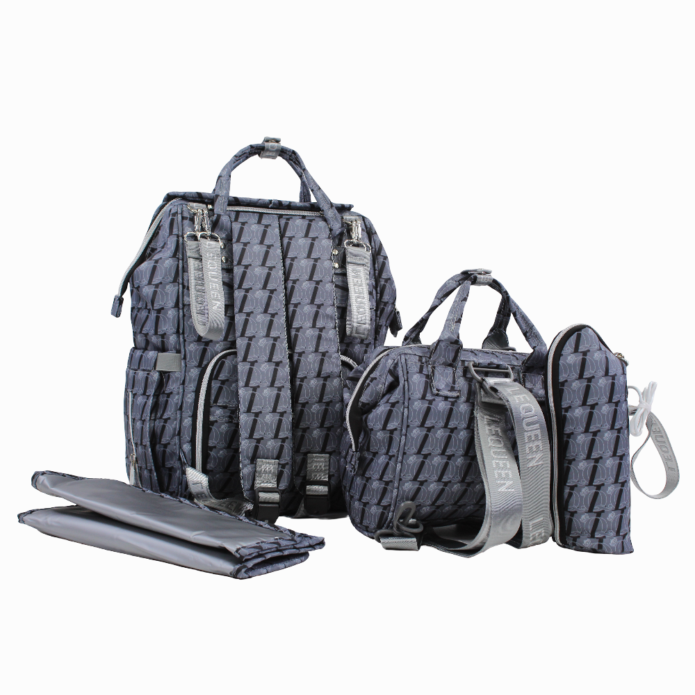 LeQueen Diamond 8th Special Edition Soft Waterproof Diaper Bag Set - Grey