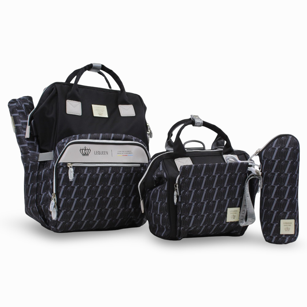LeQueen Diamond 8th Special Edition Soft Waterproof Diaper Bag Set - Black