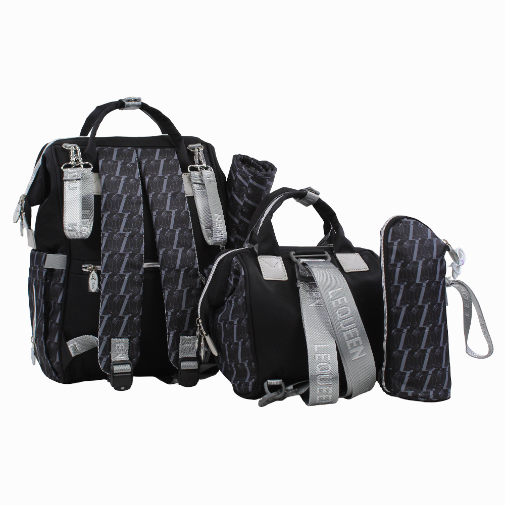 LeQueen Diamond 8th Special Edition Soft Waterproof Diaper Bag Set - Black