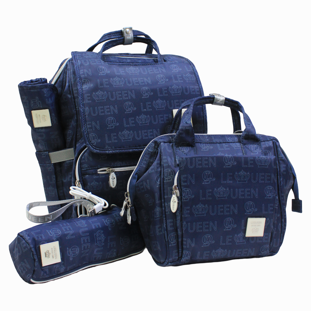 LeQueen Diamond 8th Special Edition Soft Waterproof Diaper Bag - Navy Blue