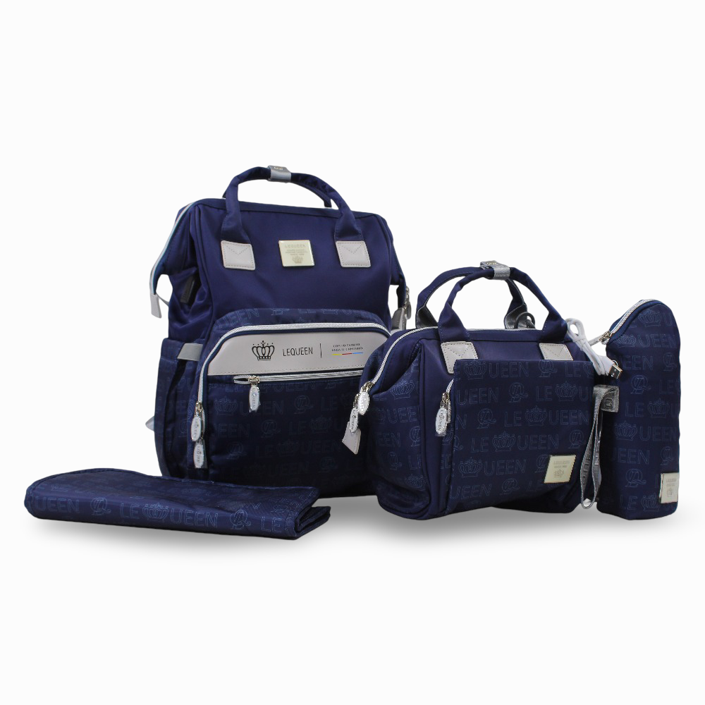 LeQueen Diamond 8th Special Edition Soft Waterproof Diaper Bag Set - Navy Blue