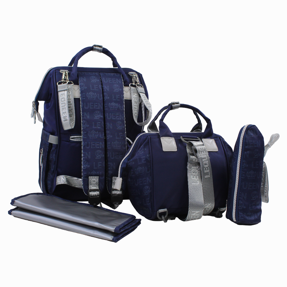 LeQueen Diamond 8th Special Edition Soft Waterproof Diaper Bag Set - Navy Blue