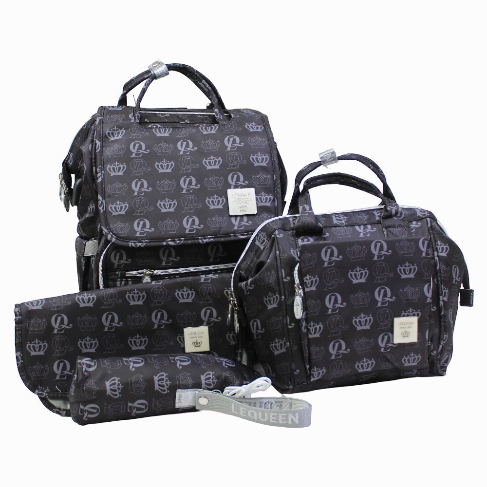 LeQueen Diamond 8th Special Edition Soft Waterproof Diaper Bag - Black