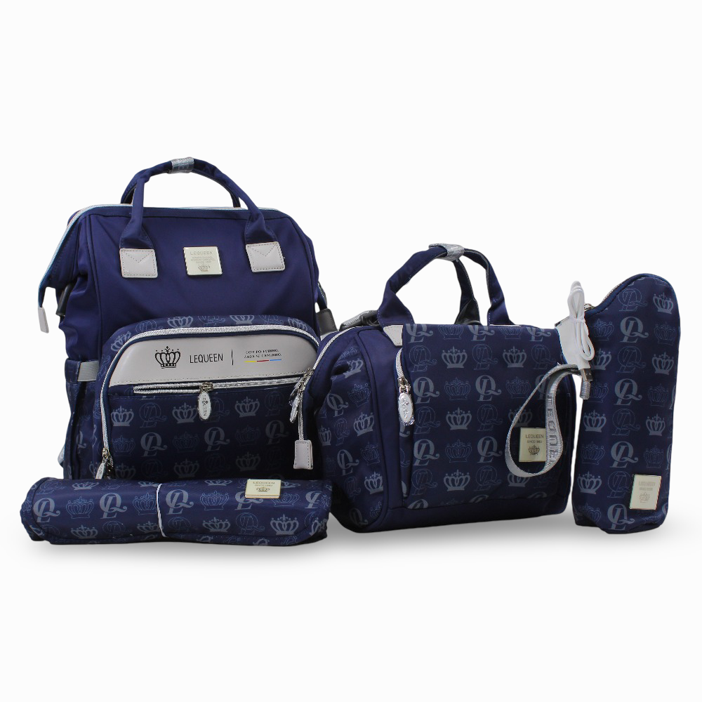 LeQueen Diamond 8th Special Edition Soft Waterproof Diaper Bag Set - Navy Blue