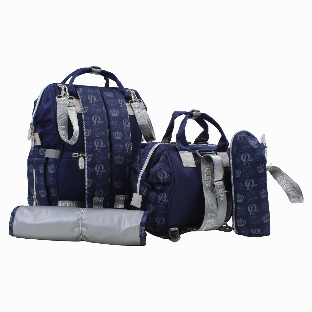 LeQueen Diamond 8th Special Edition Soft Waterproof Diaper Bag Set - Navy Blue