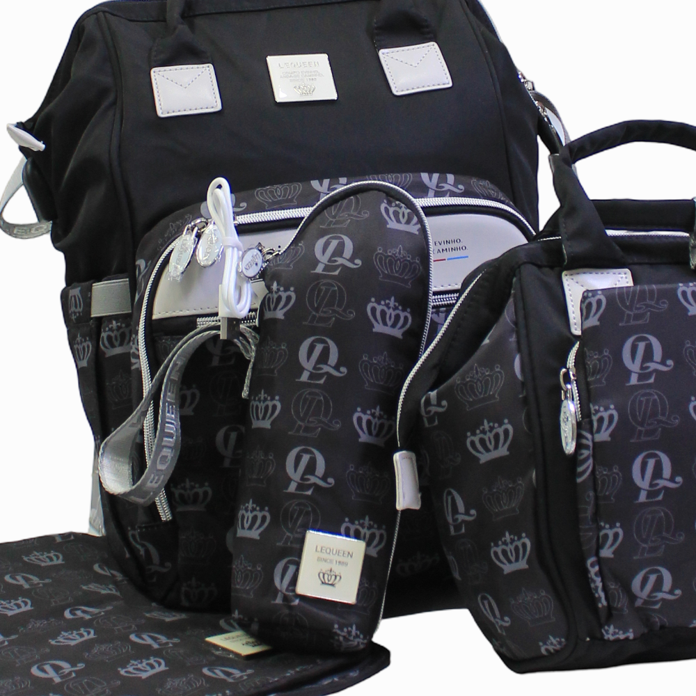 LeQueen Diamond 8th Special Edition Soft Waterproof Diaper Bag - Black