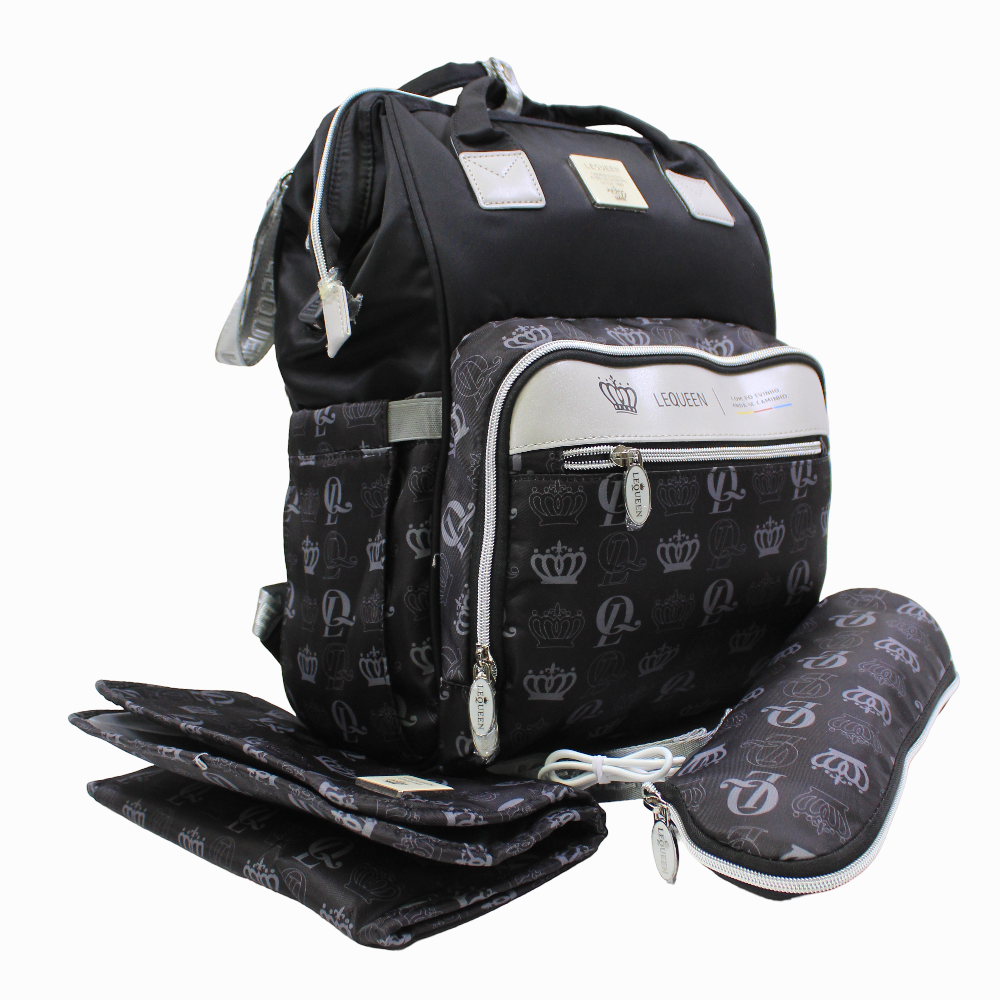 LeQueen Diamond 8th Special Edition Tag Caro Soft Waterproof Diaper Bag - Black