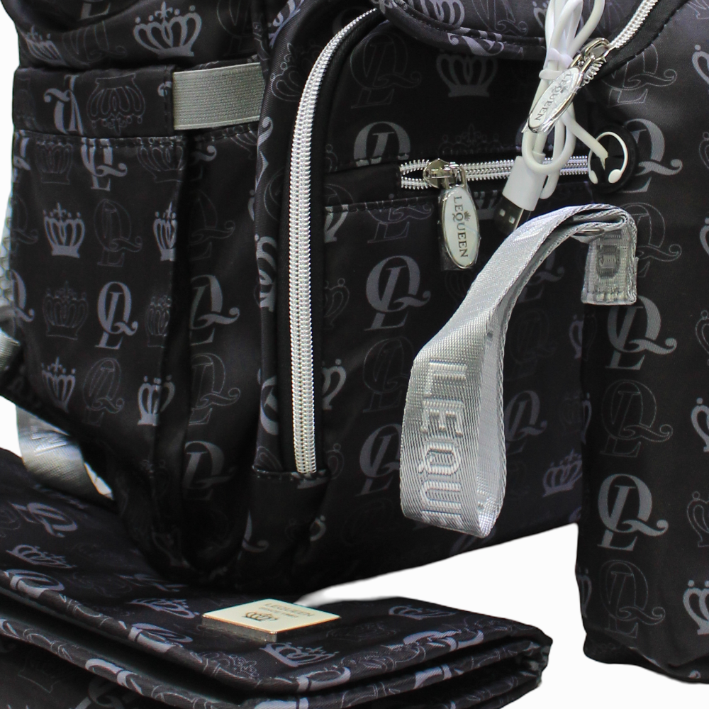 LeQueen Diamond 8th Special Edition Soft Waterproof Diaper Bag - Grey