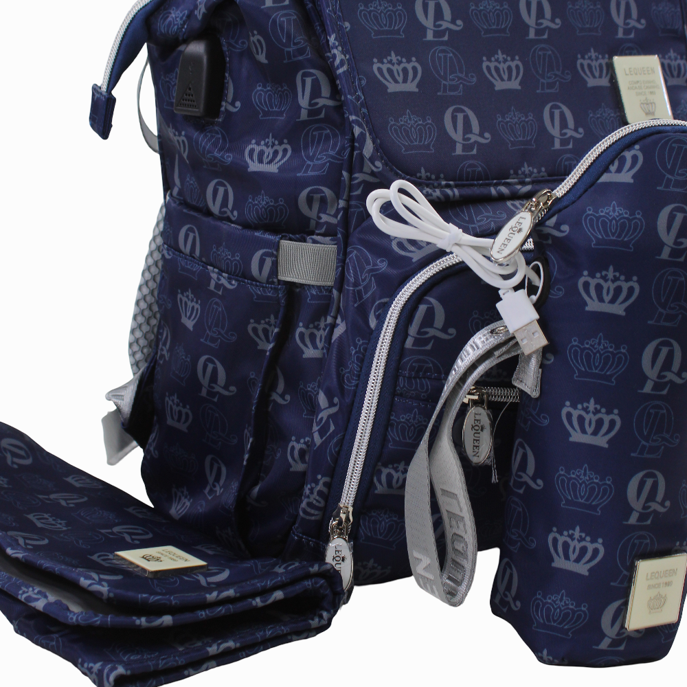 LeQueen Diamond 8th Special Edition Soft Waterproof Diaper Bag - Navy Blue