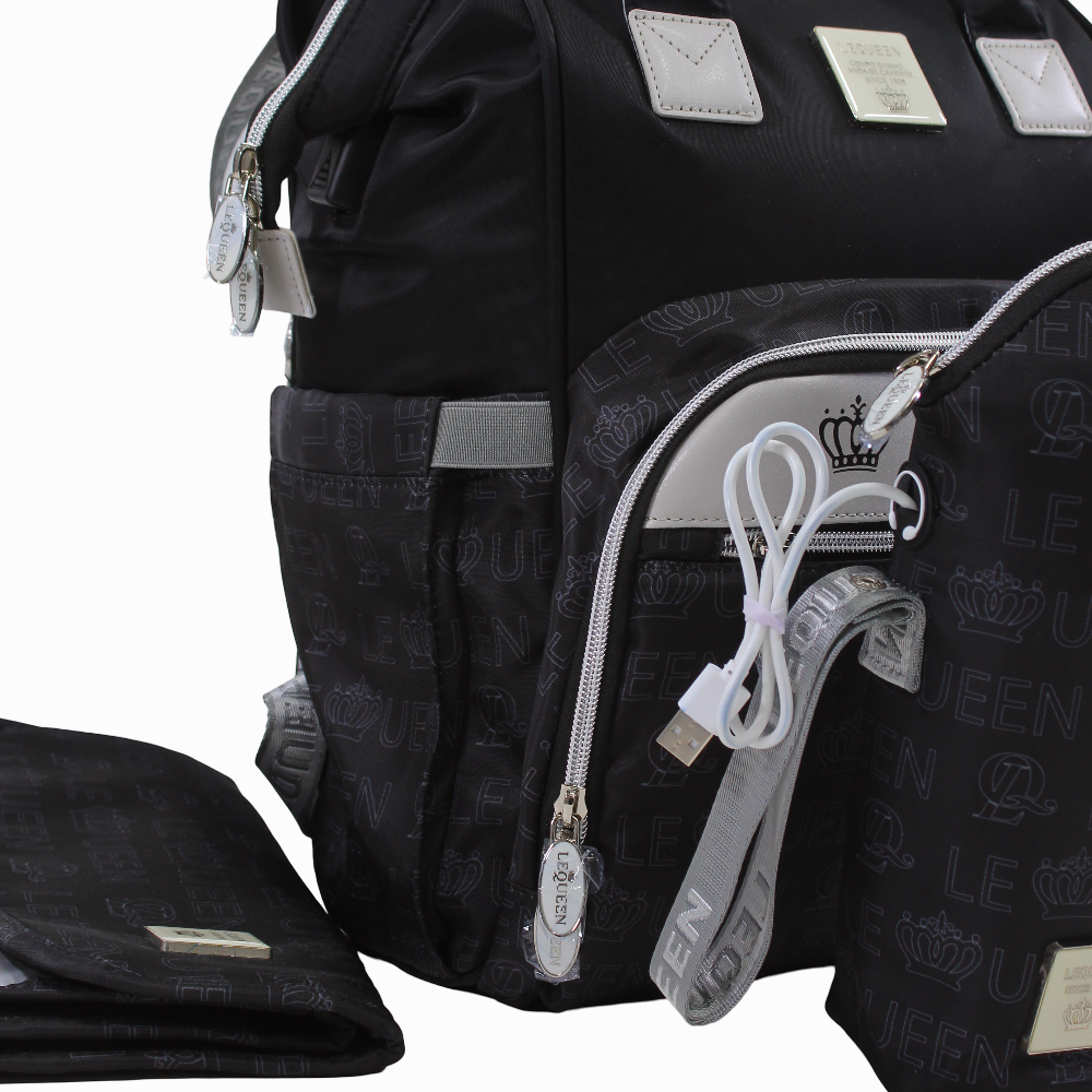 LeQueen Diamond 7th Special Edition Soft Waterproof Diaper Bag - Black