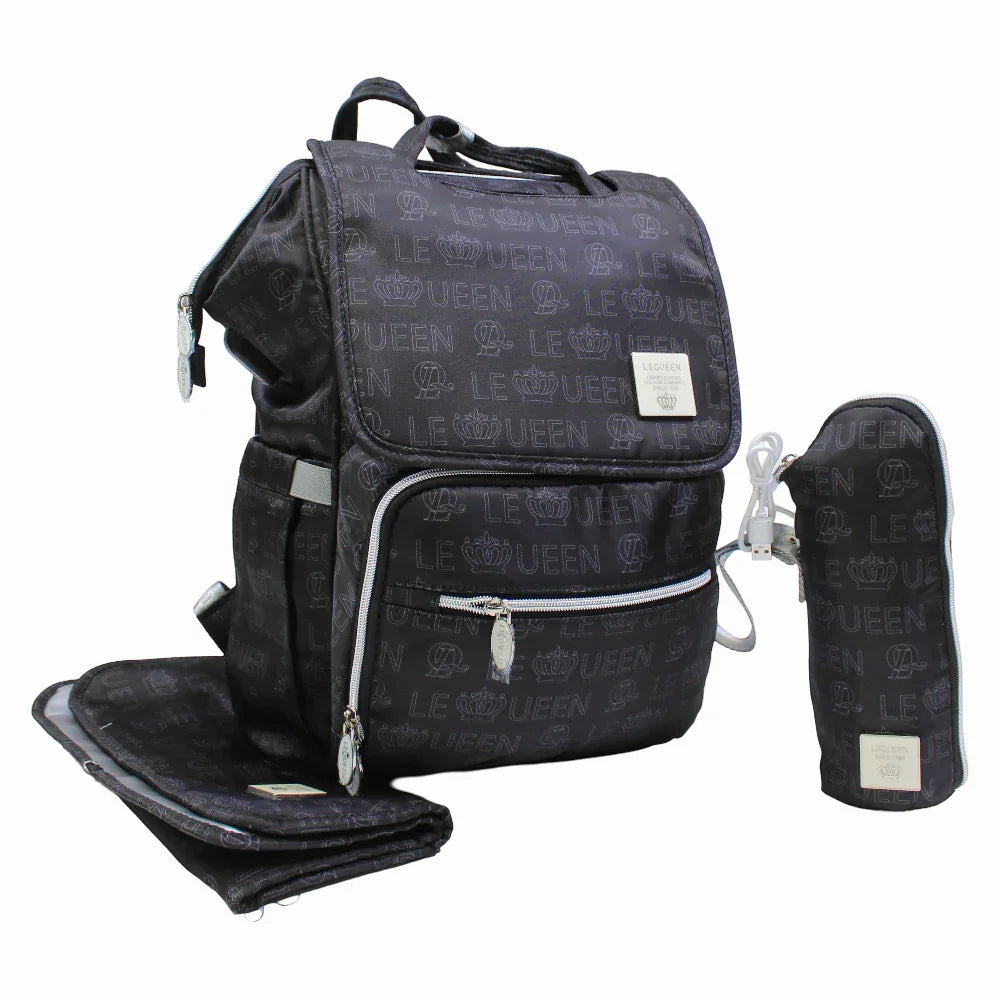 LeQueen Diamond 8th Special Edition Soft Waterproof Diaper Bag - Black - Baby Essentials
