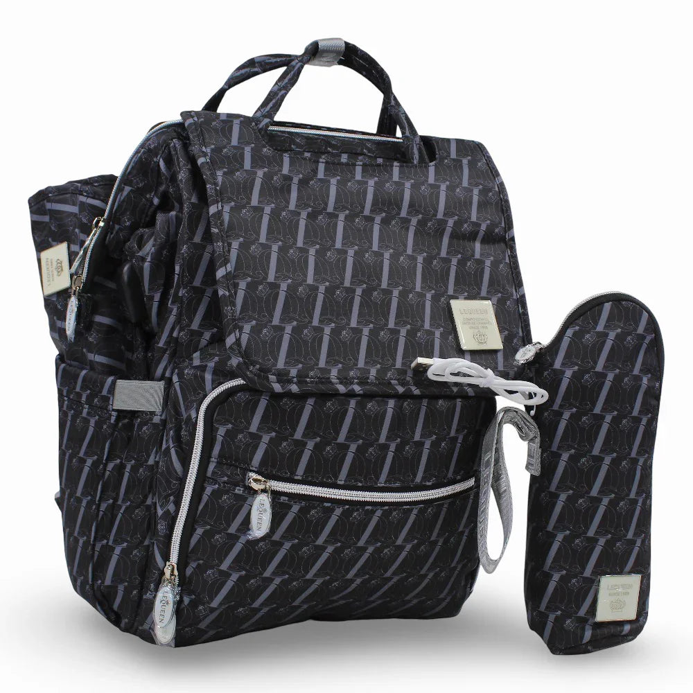 LeQueen Diamond 8th Special Edition Soft Waterproof Diaper Bag - Black - Baby Essentials