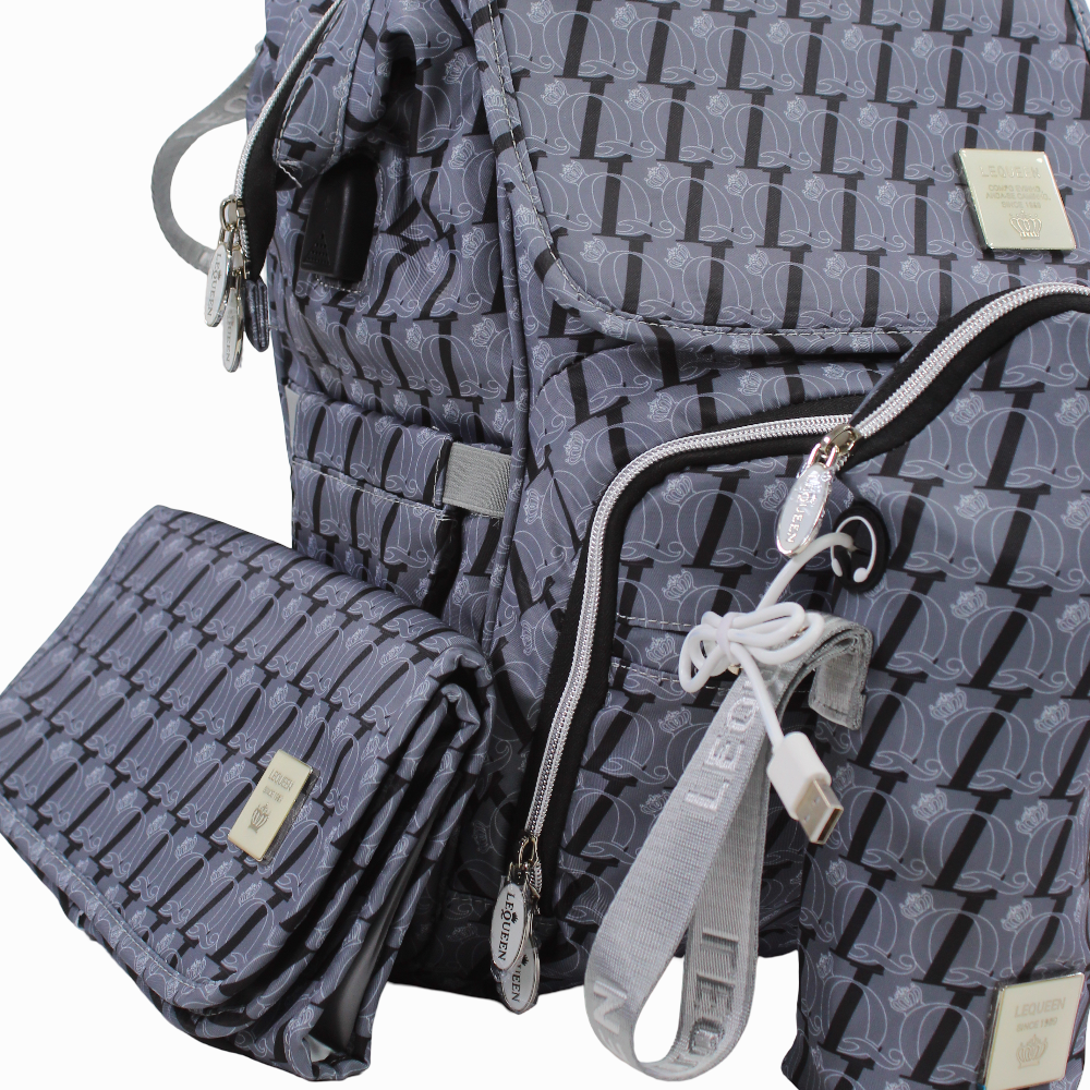 LeQueen Diamond 8th Special Edition Soft Waterproof Diaper Bag - Grey