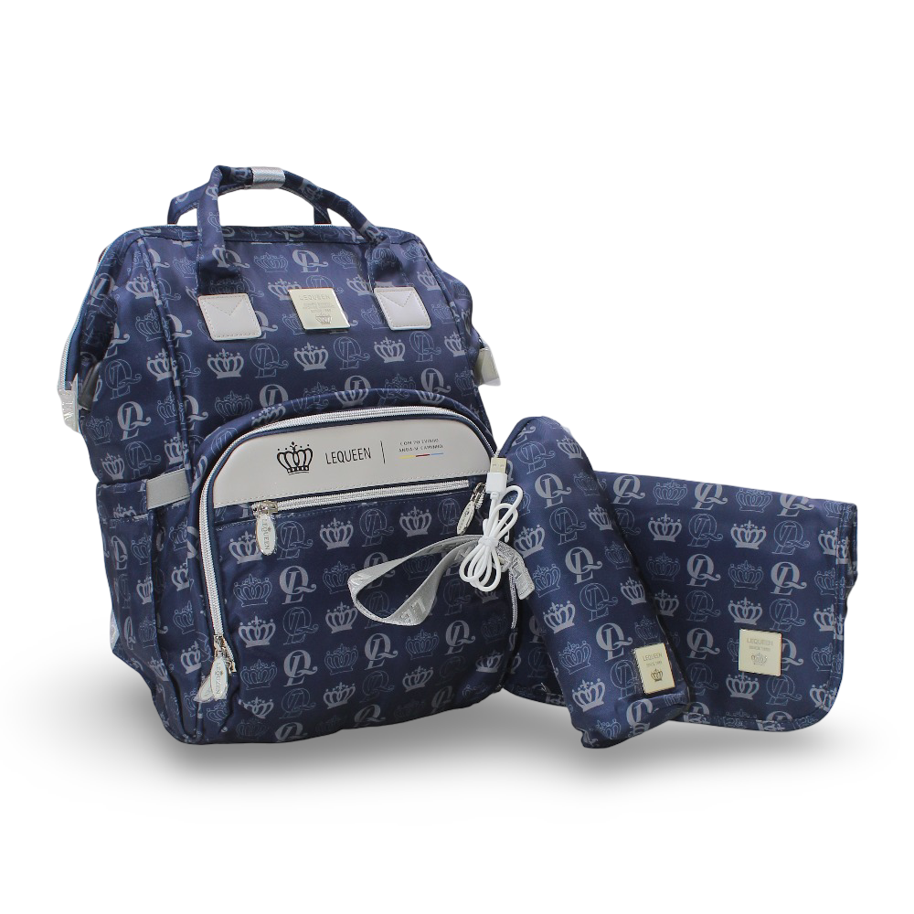 LeQueen Diamond 8th Special Edition Soft Waterproof Diaper Bag - Navy Blue - Baby Essentials