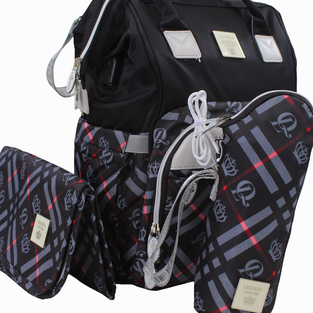 LeQueen Diamond 8th Special Edition Soft Waterproof Diaper Bag - Black