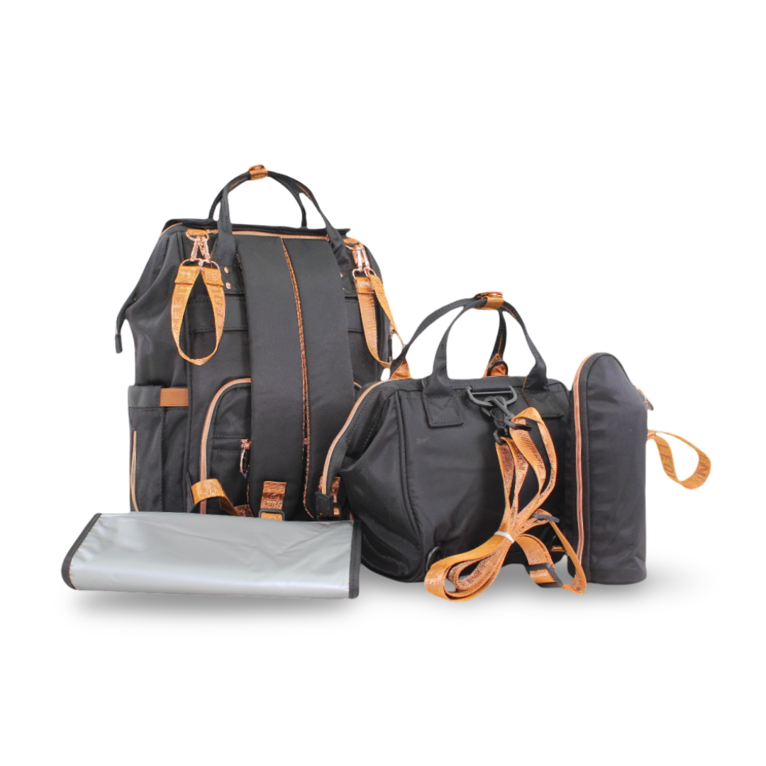 LeQueen Diaper Bag Set – Black & Gold