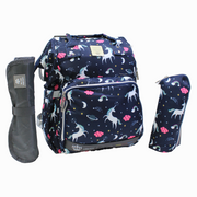 LeQueen Diamond 7th Edition Soft Waterproof Diaper Bag - Blue with Unicorn Print