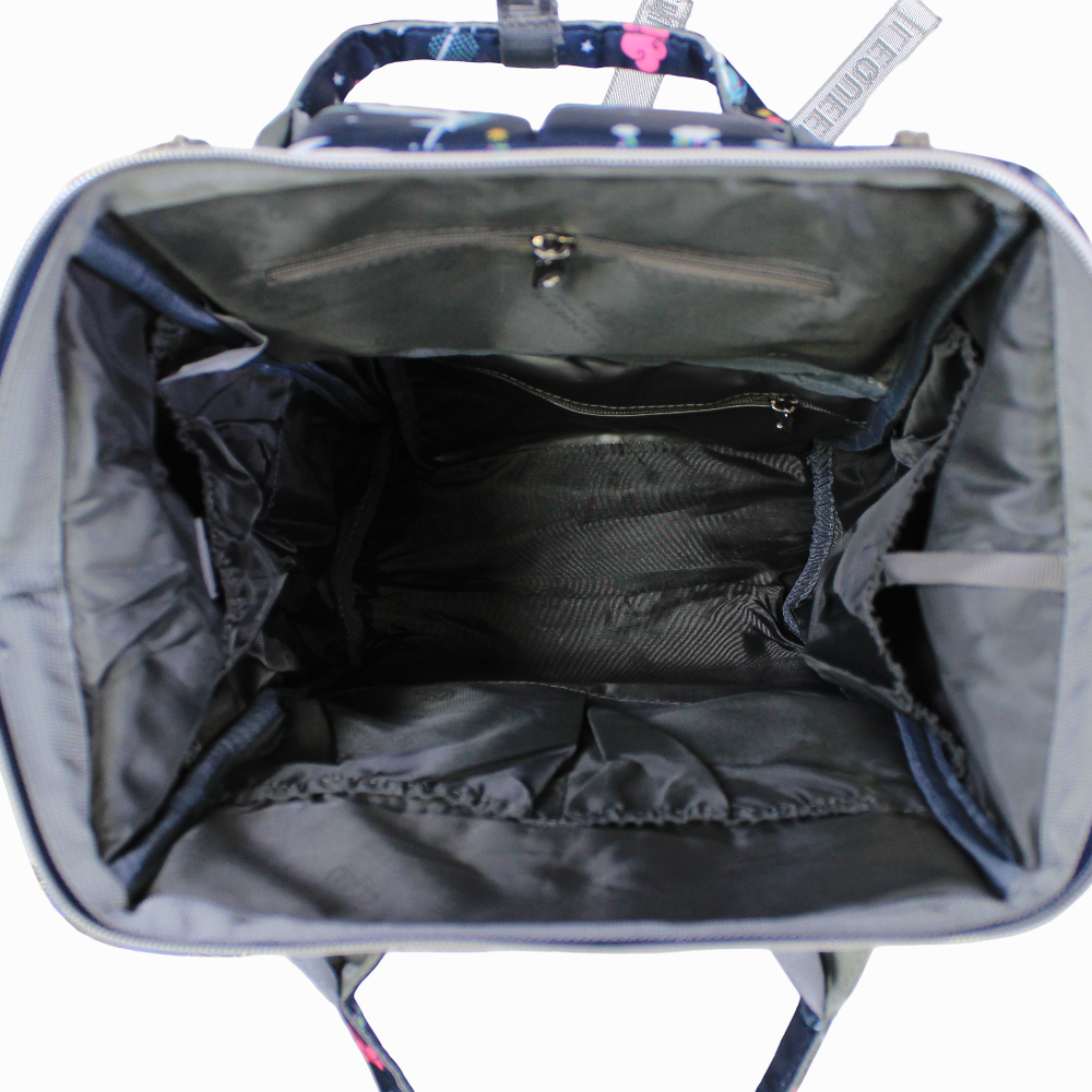 LeQueen Diamond 7th Edition Soft Waterproof Diaper Bag - Blue with Unicorn Print