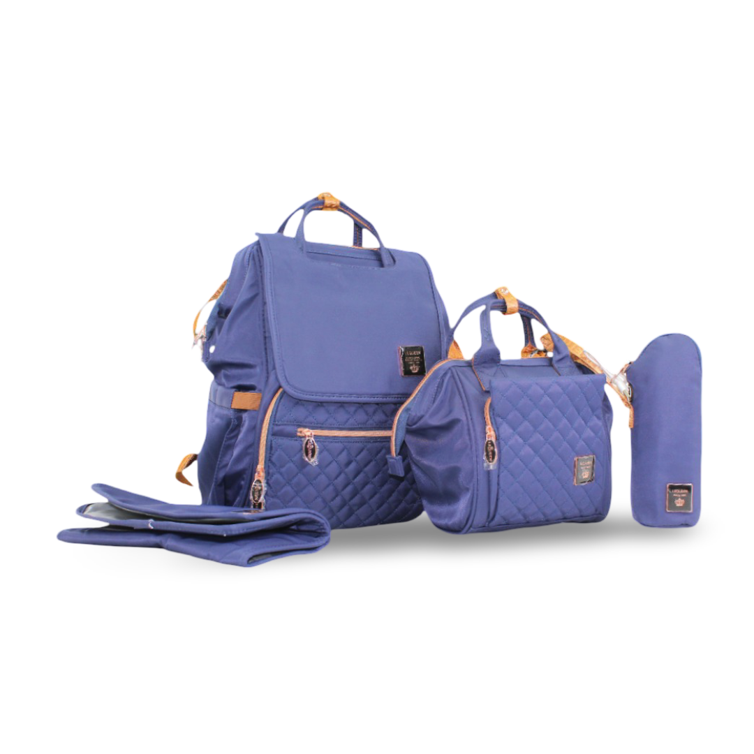 LeQueen Diaper Bag Set – Blue & Gold