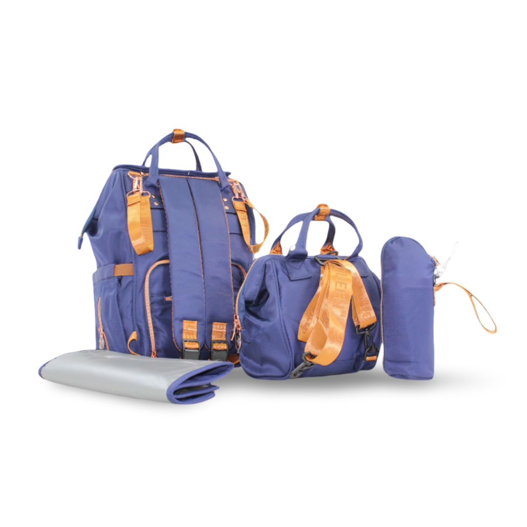 LeQueen Diaper Bag Set – Blue & Gold
