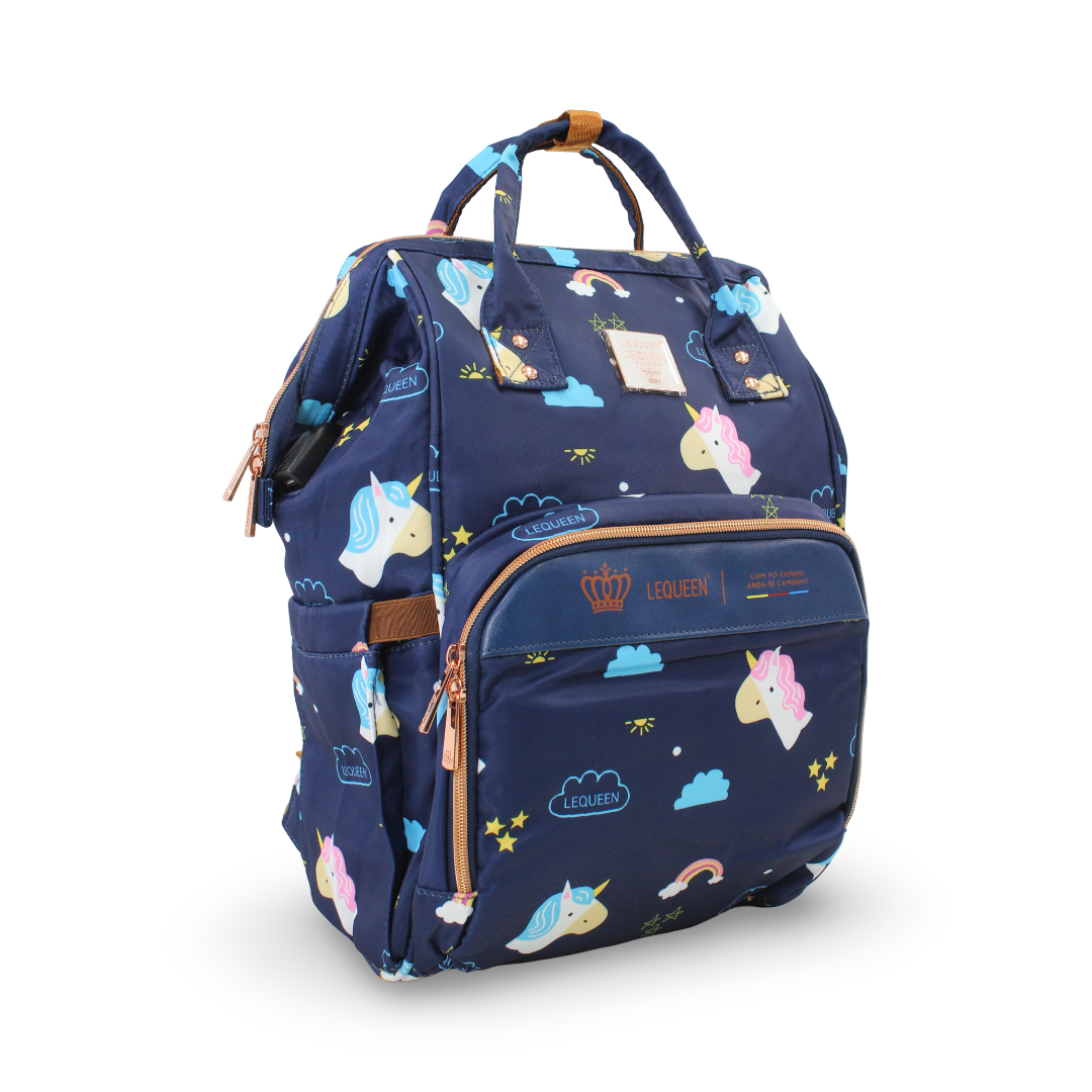 LeQueen Diaper Bag Backpack – Navy with Unicorn Print - Various