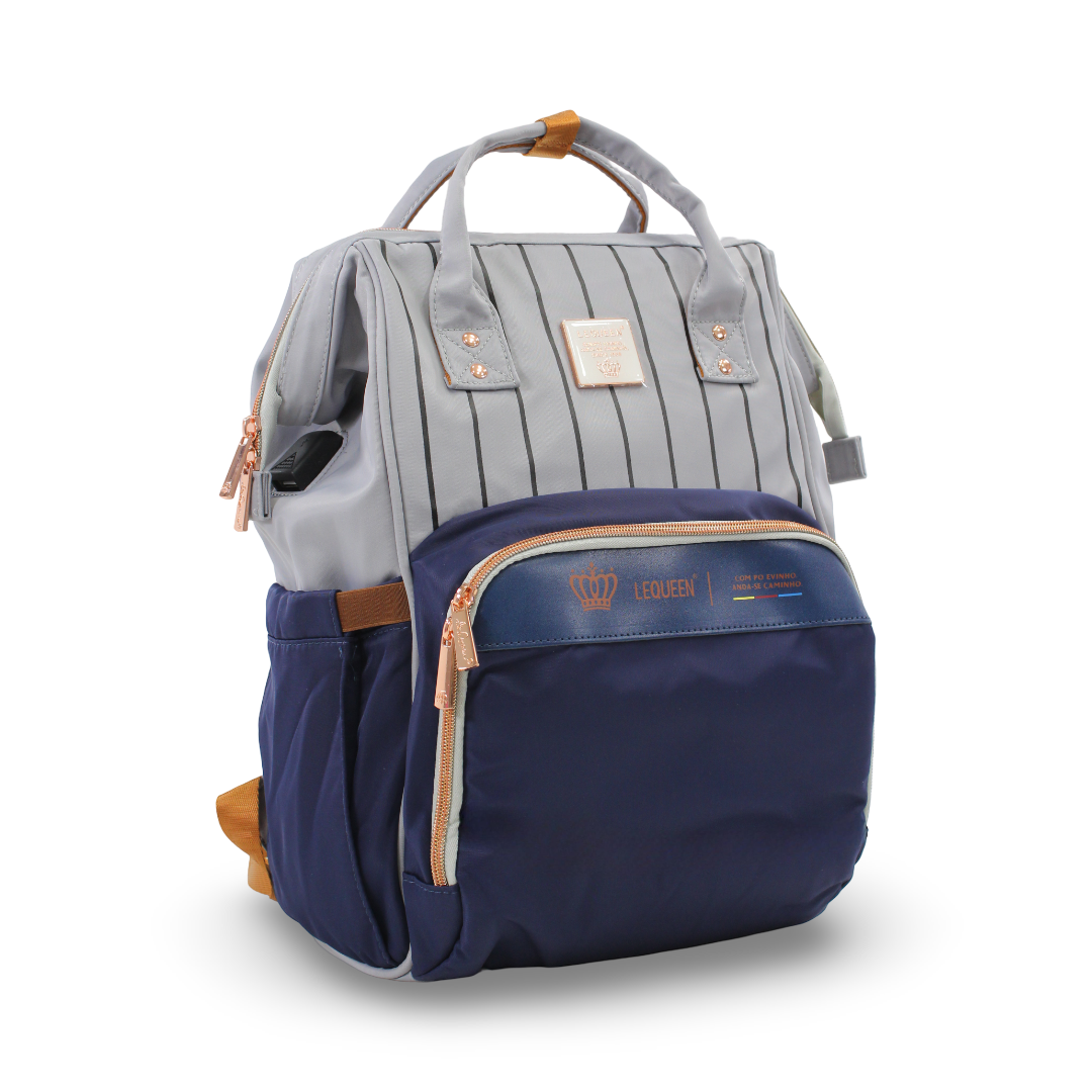 LeQueen Diamond 8th Generation Diaper Backpack – Striped Navy & Grey - Various