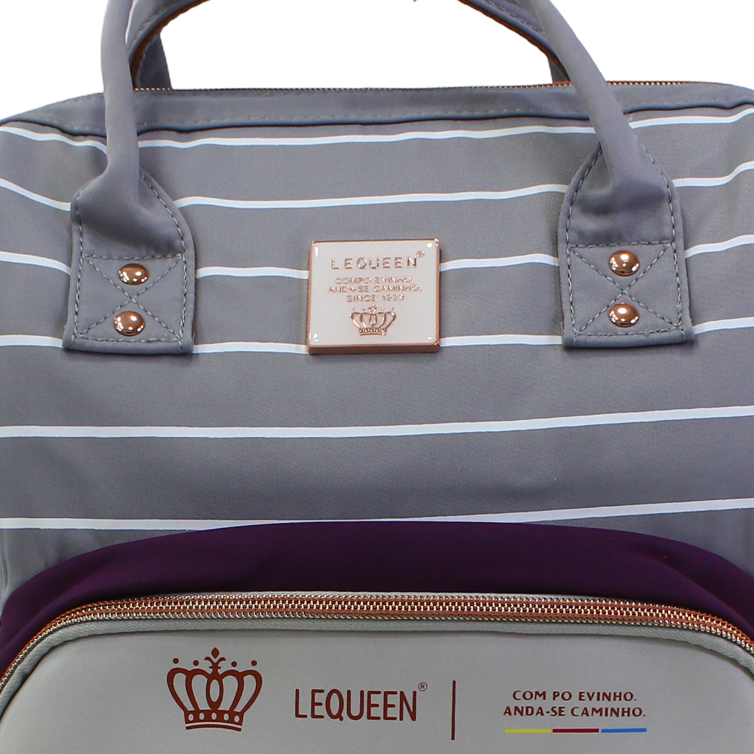 LeQueen Diamond 8th Generation Diaper Backpack – Striped Grey & Purple