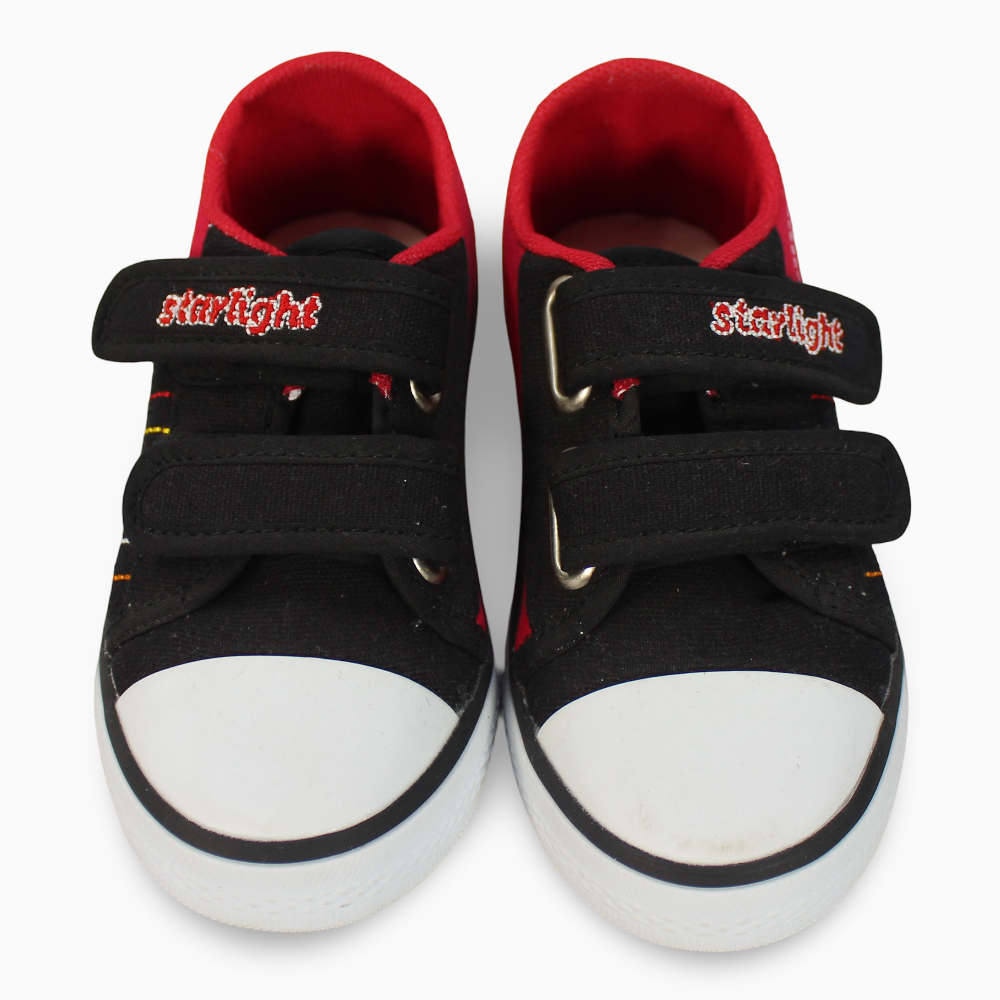 Boys Canvas Sneakers – Black/Red